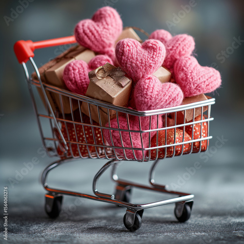 Valentine's Day Online Shopping Cart with heart