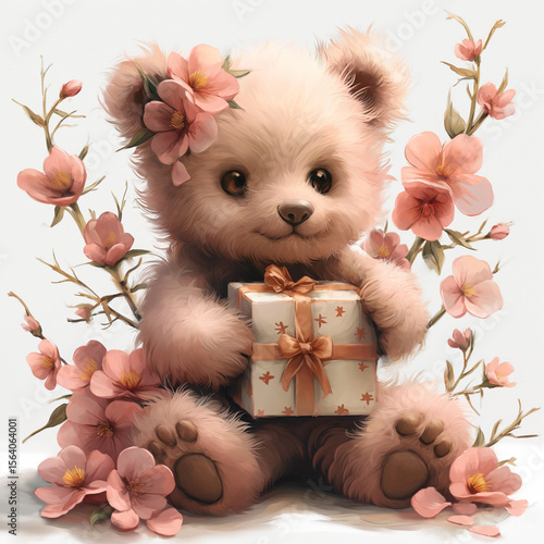 Cute Gift Setup with Florals and Teddy bear