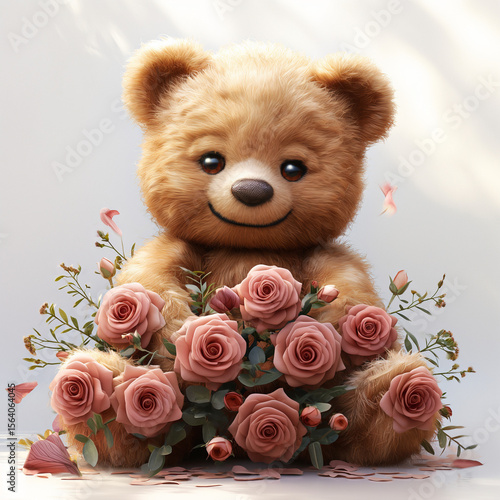 Flower Bouquet with cute Teddy Bear 