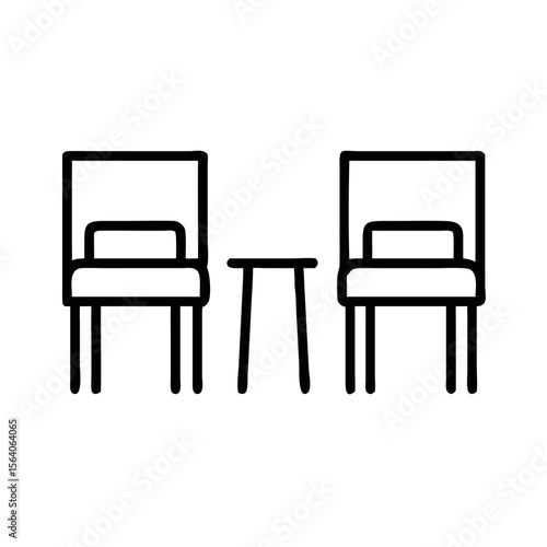 Two simple chairs with a small table in minimalist style  