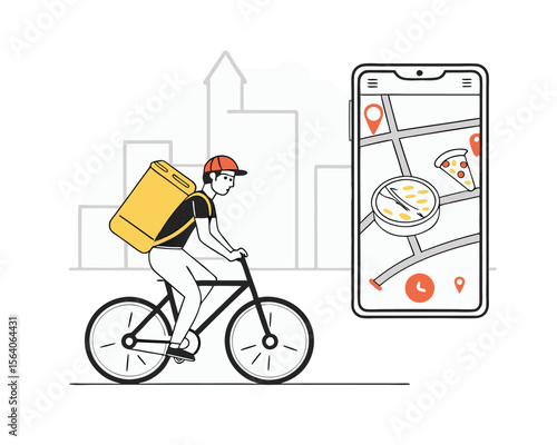 Food Delivery Cyclist Using Smartphone Navigation App
