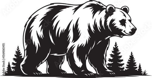 Silhouette of Mighty Bear Vector Illustration