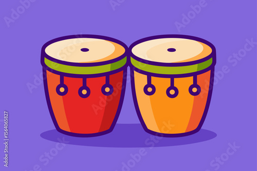 vector illustration of a drums pair