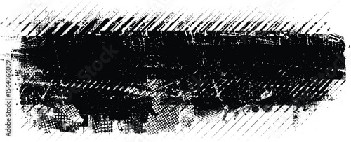 Glitch distorted grungy banner . Noise destroyed background . Trendy defect . Glitched collage .Grunge textured . Distressed effect .Vector shape. halftone dots . Screen print texture
