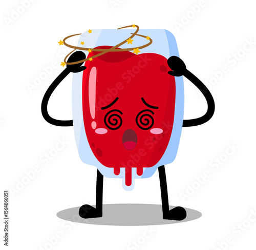 Cute Hand Drawn Dizzy Blood Bag With Spinning Head