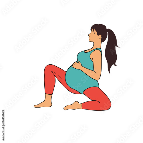 Pregnant woman practicing yoga, prenatal exercise