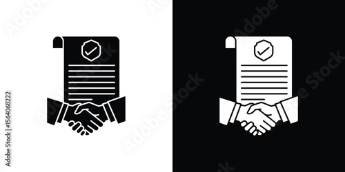 Agreement icon silhouette vector in black colors. flat symbol logo design style