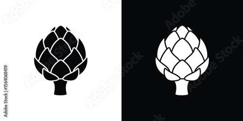 Artichoke icon silhouette vector in black colors. flat symbol logo design style
