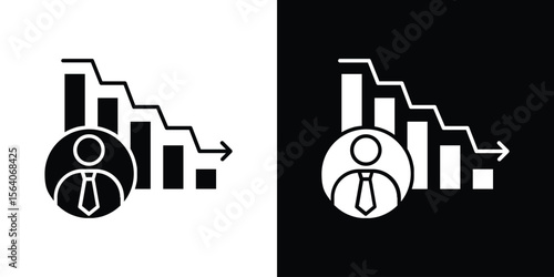 Attrition icon silhouette vector in black colors. flat symbol logo design style