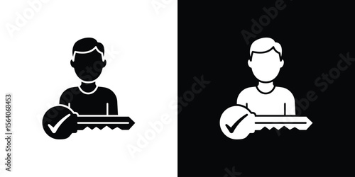 Authentication icon silhouette vector in black colors. flat symbol logo design style