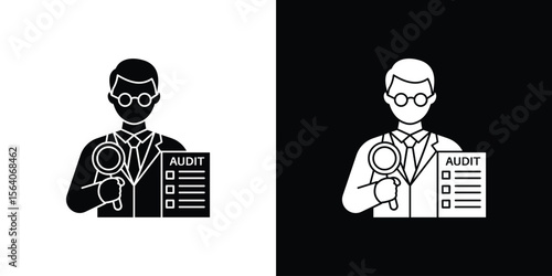 Auditors icon silhouette vector in black colors. flat symbol logo design style