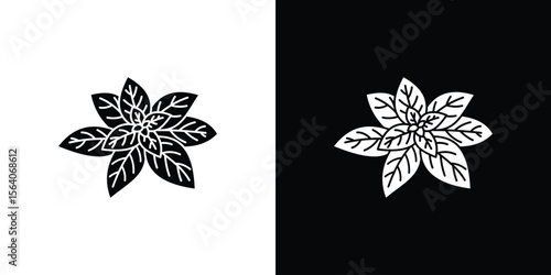 Basil icon silhouette vector in black colors. flat symbol logo design style