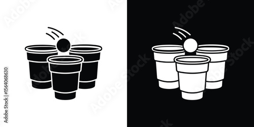 Beer pong icon silhouette vector in black colors. flat symbol logo design style