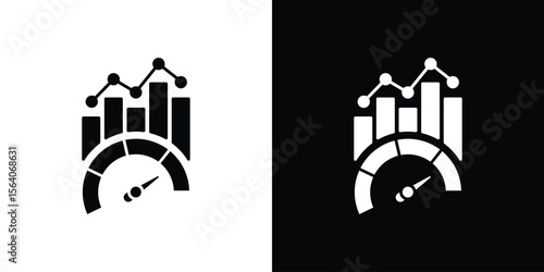Benchmarking icon silhouette vector in black colors. flat symbol logo design style