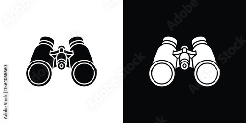 Binoculars icon silhouette vector in black colors. flat symbol logo design style