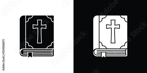 Bible icon silhouette vector in black colors. flat symbol logo design style