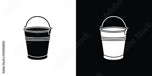 Bucket icon silhouette vector in black colors. flat symbol logo design style