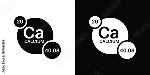 Calcium icon silhouette vector in black colors. flat symbol logo design style