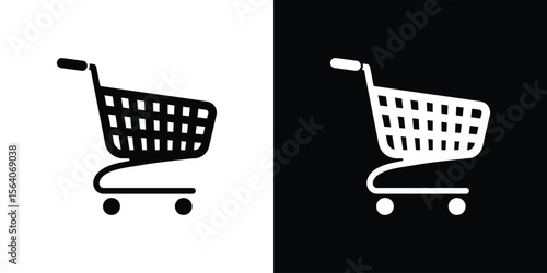 Cart icon silhouette vector in black colors. flat symbol logo design style