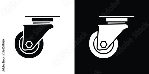 Cart trolley wheel icon silhouette vector in black colors. flat symbol logo design style