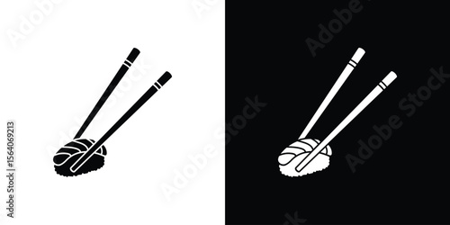 Chopsticks icon silhouette vector in black colors. flat symbol logo design style