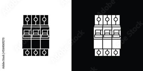 Circuit Breaker icon silhouette vector in black colors. flat symbol logo design style