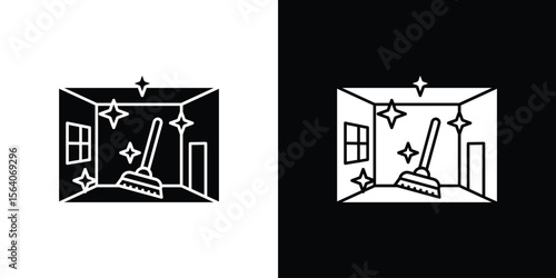 Clean Room icon silhouette vector in black colors. flat symbol logo design style