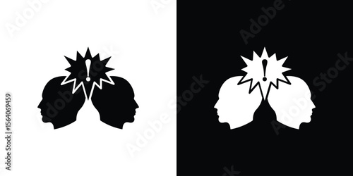 Conflict icon silhouette vector in black colors. flat symbol logo design style