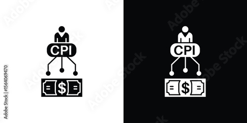Consumer prices index icon silhouette vector in black colors. flat symbol logo design style