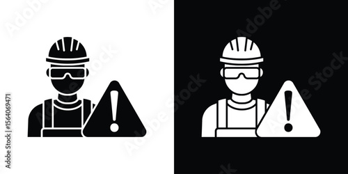 Construction risk icon silhouette vector in black colors. flat symbol logo design style