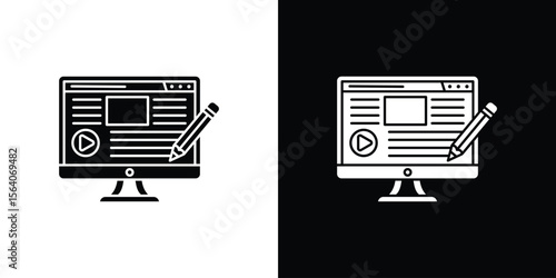 Content icon silhouette vector in black colors. flat symbol logo design style
