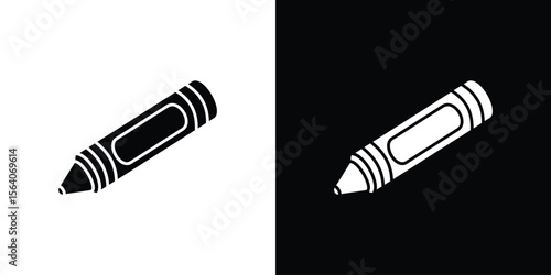 Crayon icon silhouette vector in black colors. flat symbol logo design style