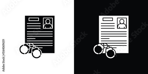 Criminal record icon silhouette vector in black colors. flat symbol logo design style