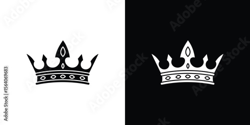Crown icon silhouette vector in black colors. flat symbol logo design style