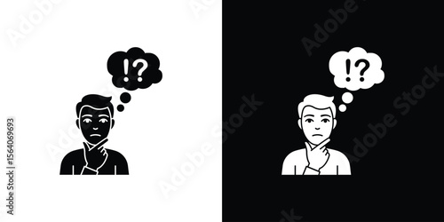 Curious human icon silhouette vector in black colors. flat symbol logo design style