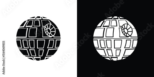Death star icon silhouette vector in black colors. flat symbol logo design style