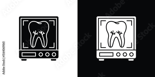 Dental X ray icon silhouette vector in black colors. flat symbol logo design style