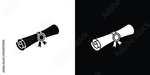 Diploma icon silhouette vector in black colors. flat symbol logo design style