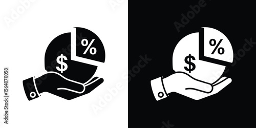 Dividend yield icon silhouette vector in black colors. flat symbol logo design style