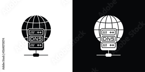 DNS icon silhouette vector in black colors. flat symbol logo design style