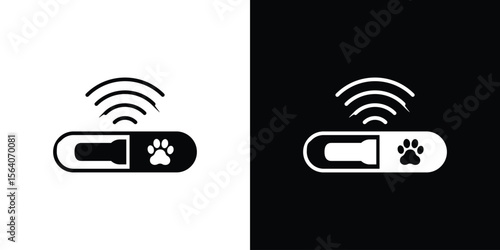 Dog microchip icon silhouette vector in black colors. flat symbol logo design style