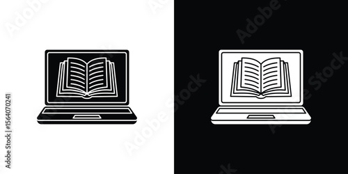 Ebook icon silhouette vector in black colors. flat symbol logo design style