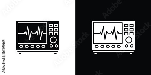 EKG monitor icon silhouette vector in black colors. flat symbol logo design style