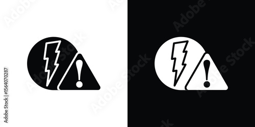 Electric Problem icon silhouette vector in black colors. flat symbol logo design style