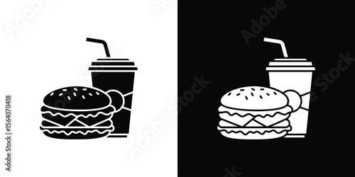 Fast food icon silhouette vector in black colors. flat symbol logo design style