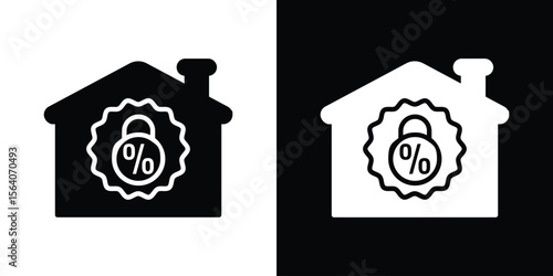 Fixed rate mortgage icon silhouette vector in black colors. flat symbol logo design style