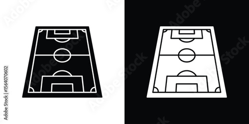 Football field icon silhouette vector in black colors. flat symbol logo design style