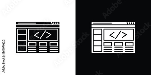 Front end icon silhouette vector in black colors. flat symbol logo design style