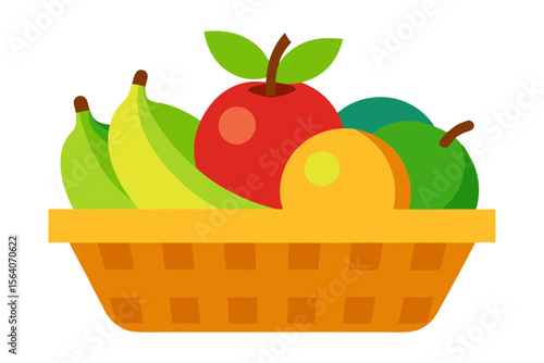 Healthy Basket of Mixed Fruits Including Apples Oranges Bananas