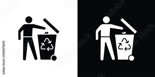 Garbage disposal icon silhouette vector in black colors. flat symbol logo design style